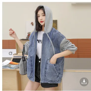 

Женские джинсовые пальто с капюшоном на молнии, короткие куртки Y2k, уличная одежда, рабочая повседневная свободная элегантная куртка, осень-зима