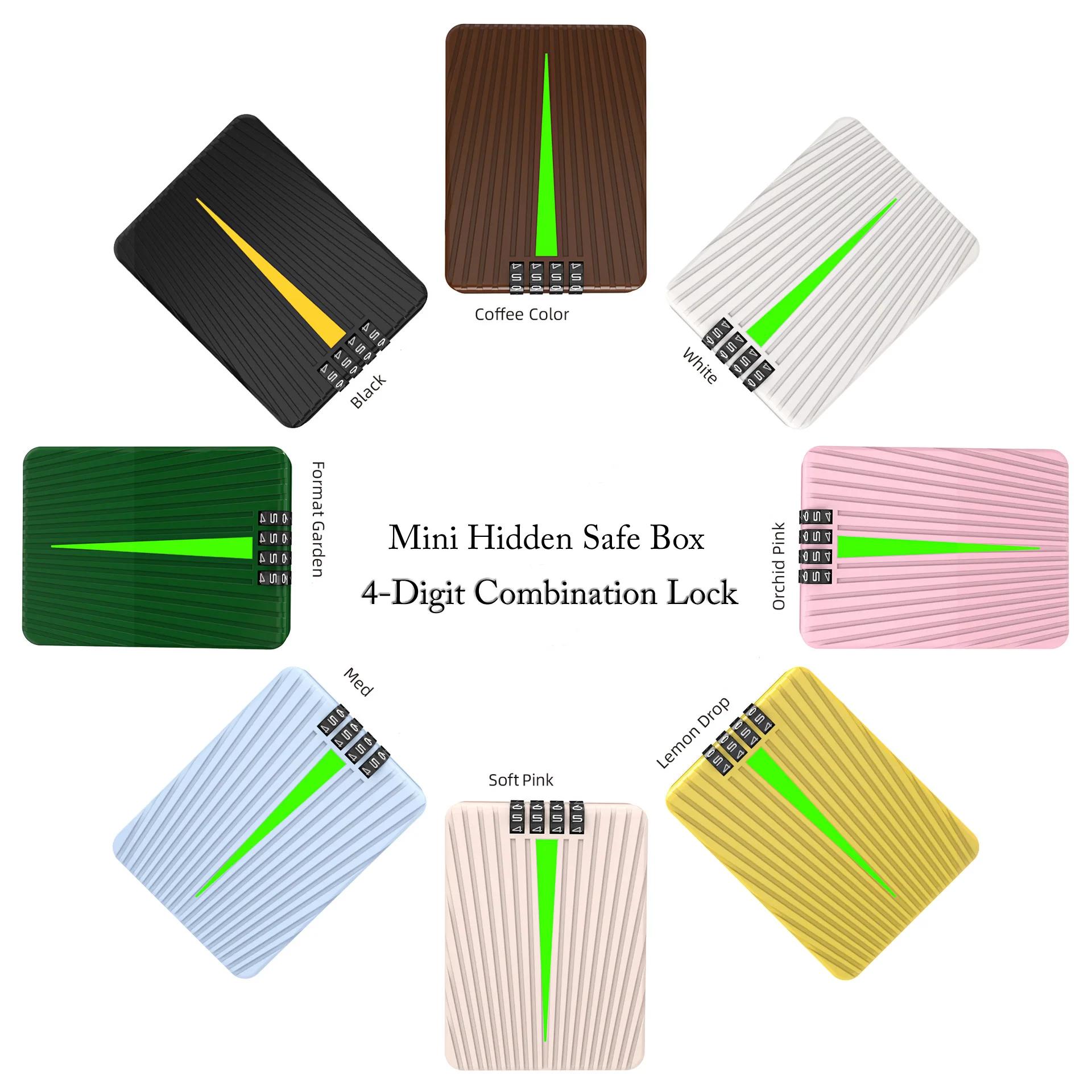 Creative Color Wall Mounted Key Safe Box 4-digit Code Lock Password Plastic Money Safe Storage Box For Home Office Student Desk