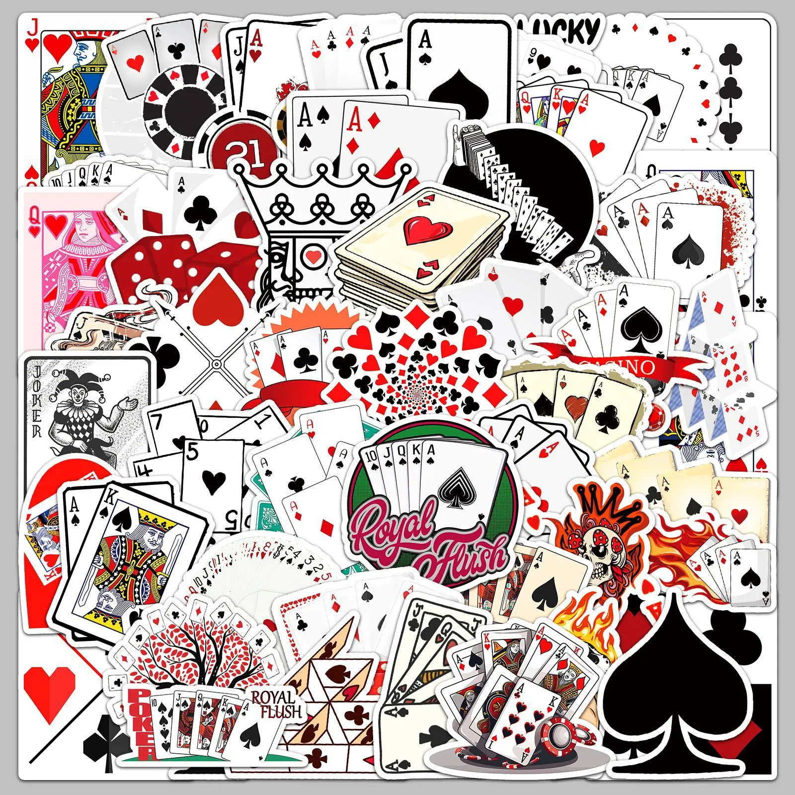 10/30/50PCS Cool Playing Card Game Adesivos DIY Decoração Motocicleta Telefone Notebook Geladeira Mala Carro À Prova D' Água Graffiti Toy