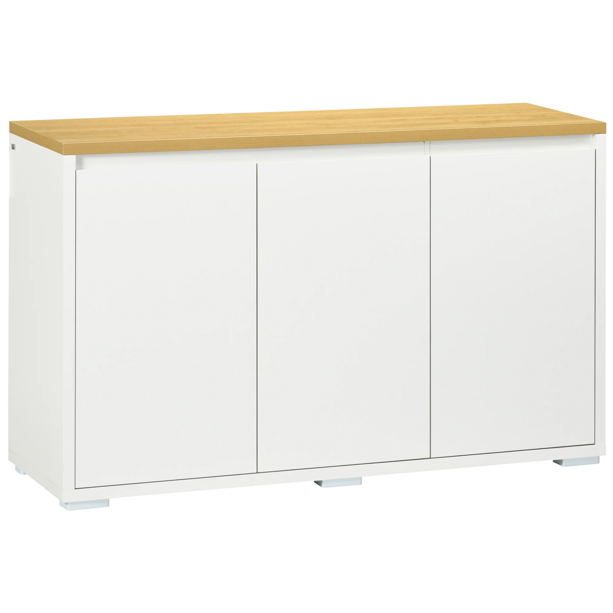 HOMCOM Living room sideboard storage cabinet kitchen auxiliary furniture with 3 doors and adjustable shelves for dining room entrance 120x37x75 cm White