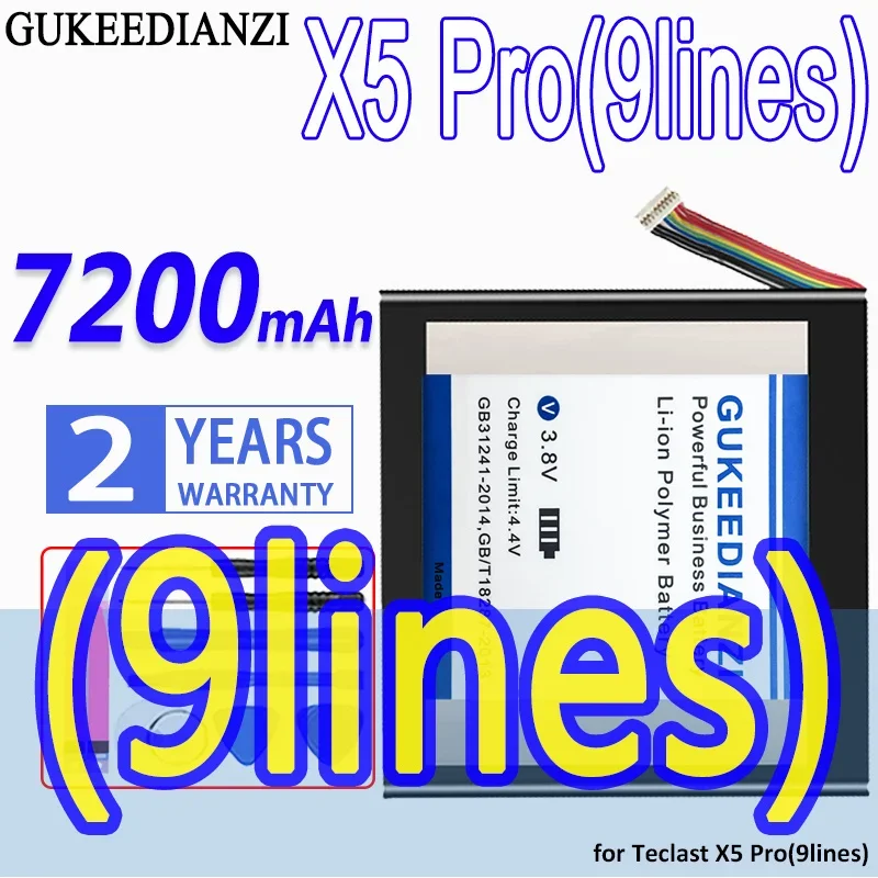 

High Capacity GUKEEDIANZI Battery 7200mAh for Teclast X5 Pro 9/10 lines batterij + Tools