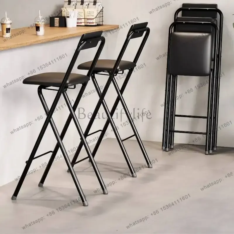 LJY White Back Support Bar Chair Metal Iron Foldable Upholstered Design Bar Chair Dining Island Luxury Krzeslo Barowe Furniture