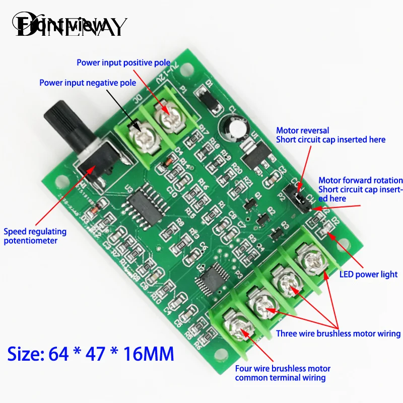 Hard Drive Motor 3/4 Wire 7V-12V Brushless DC Motor Driver Controller Board With Reverse Voltage Over Current Protection