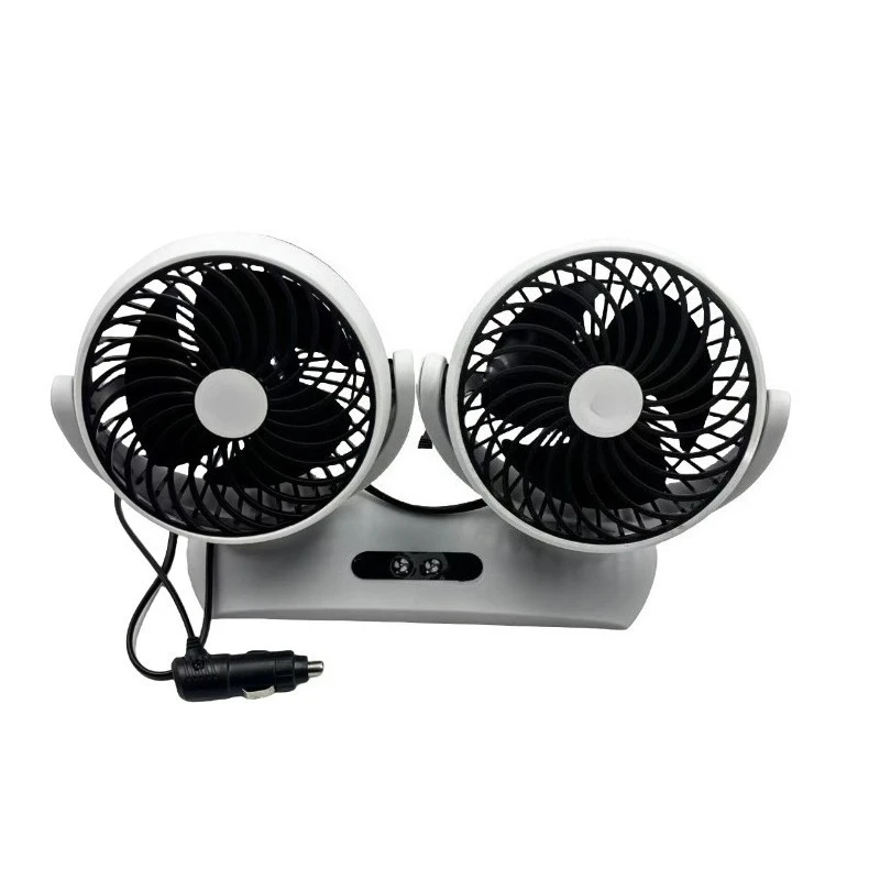 12V 24V Universal Dual Head Car Fan Strong Cooling High Wind Power Silent Cabin Fan for Truck Lorry Vehicle