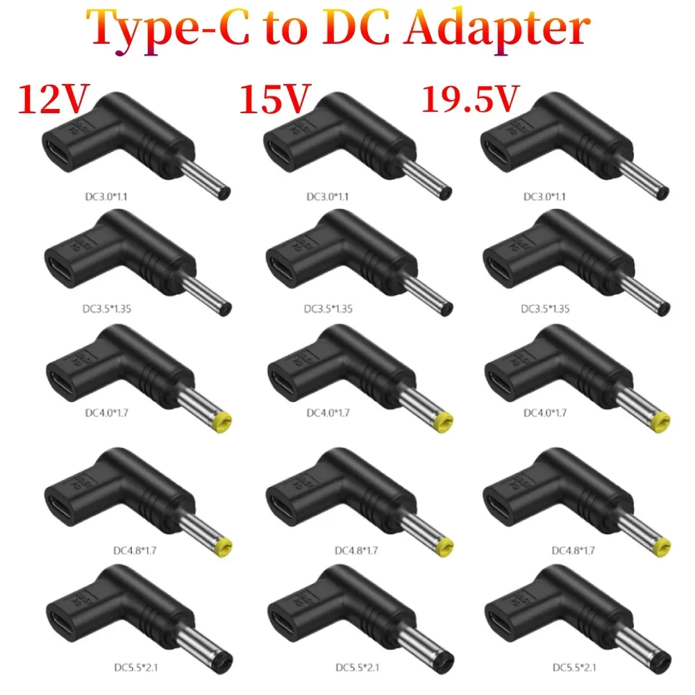 

12V 15V 19.5V USB C PD to DC Power Connector Universal Type C to DC Jack Plug Charging Adapter Converter for Router Tablet