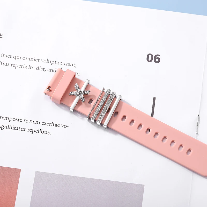 Conjunto de anillos decorativos de silicona con 26 letras del alfabeto para Iwatch, Charm para Apple Watch, banda deportiva