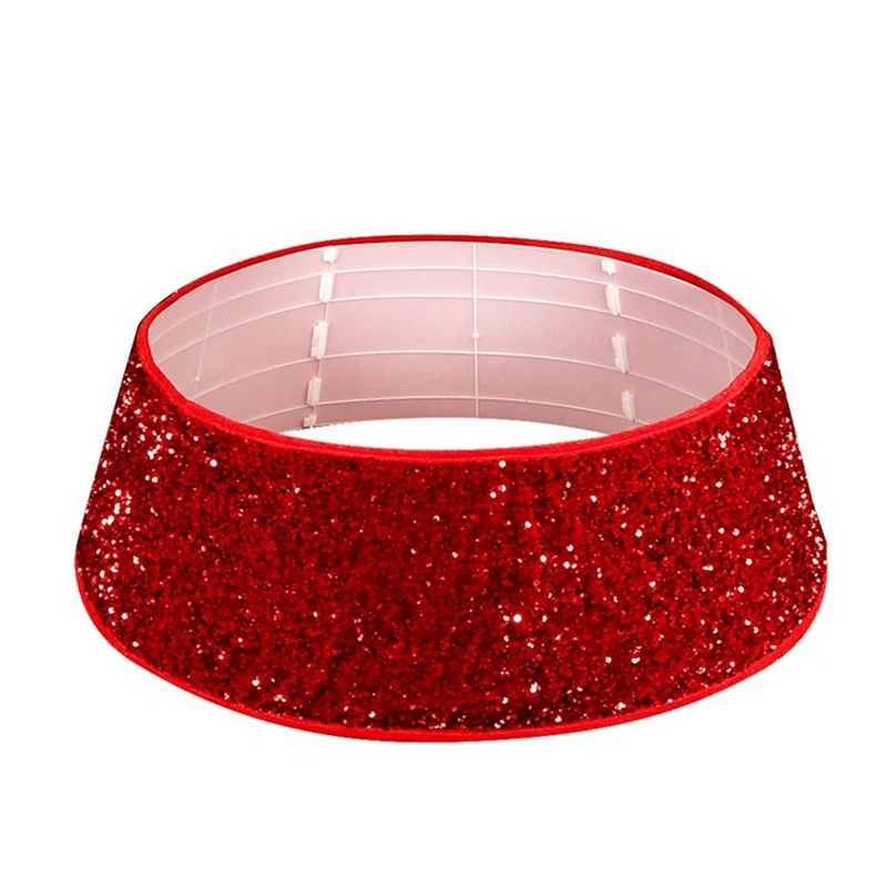 

HOT SALE Christmas Tree Collar 77Cm Glitter Sequin Tree Ring Christmas Tree Skirt Plastic Sheet Decoration