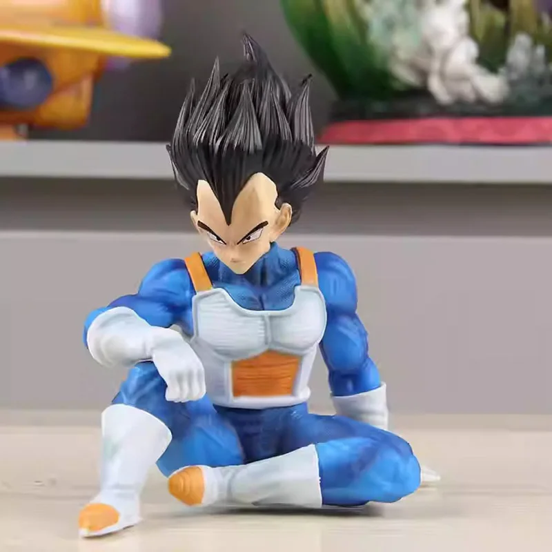 16cm Anime Dragon Ball Figures Vegeta Dragon Fruit Majin Buu Action Figure Sitting Position Spacesuit Super Saiyan PVC Model Toy