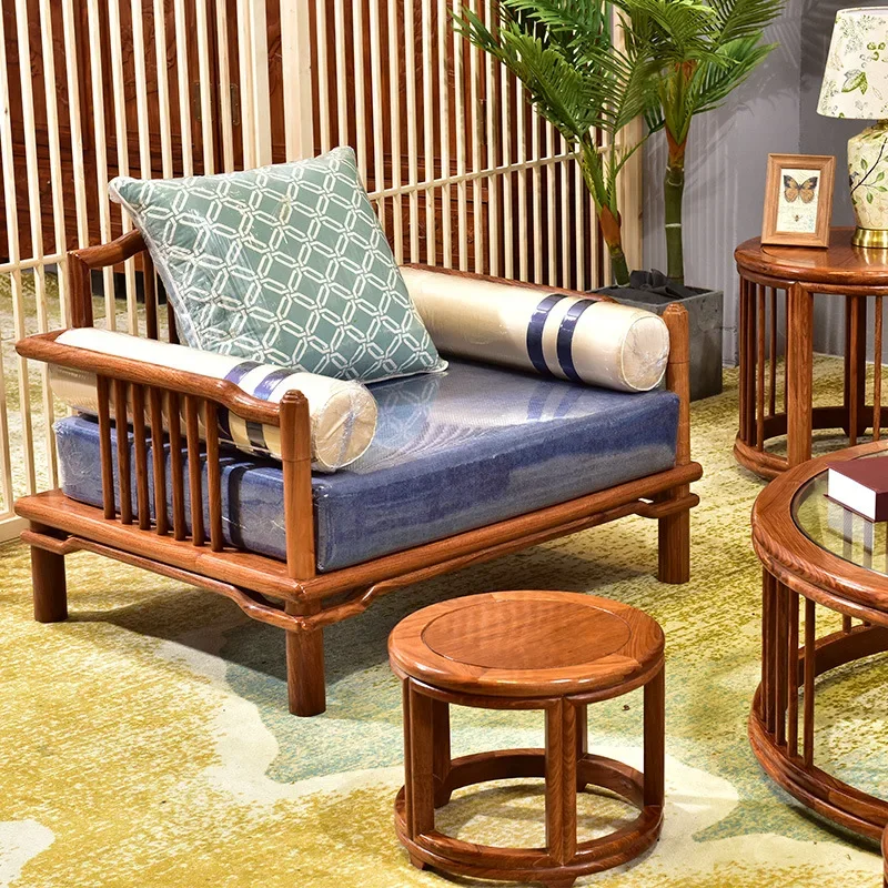 Yjq1 Song-style aesthetic rosewood solid wood sofa combination movable Zen homestay living room furniture