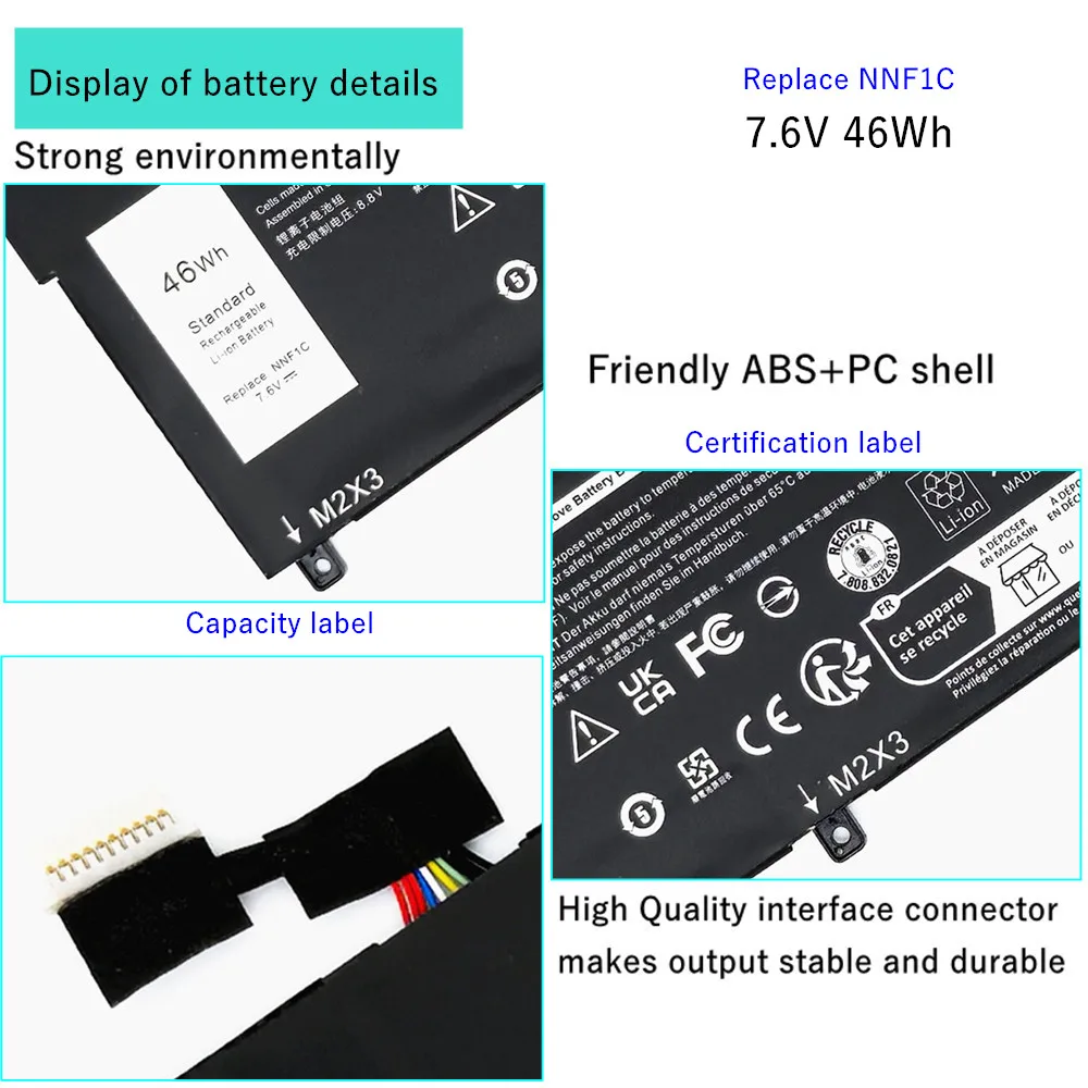 NNF1C Laptop Battery For Dell XPS 13 9365 D1605TS D1805TS D2805TS