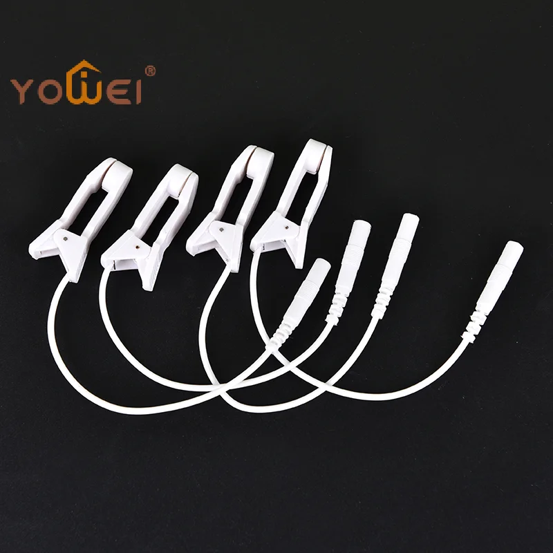 Latest2pcs 2.0mm ear pain relief clip tens electrode lead wire connecting cable