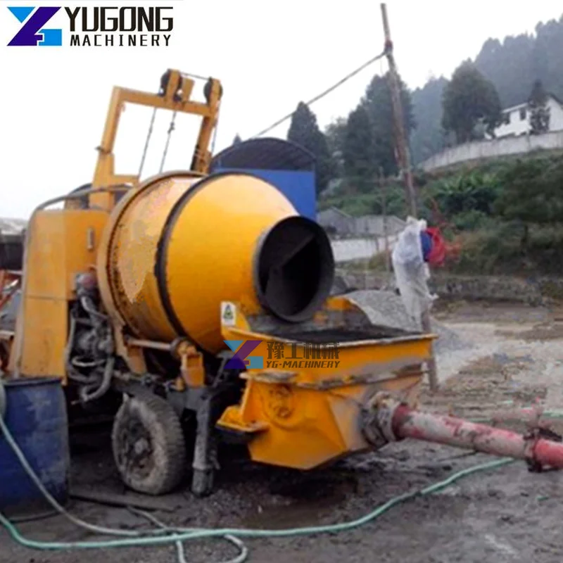 Cheap Concrete Mixer with Pump Diesel Pumps Cement Mixing Machine Small Concrete Trailer Mobile Pump Machine