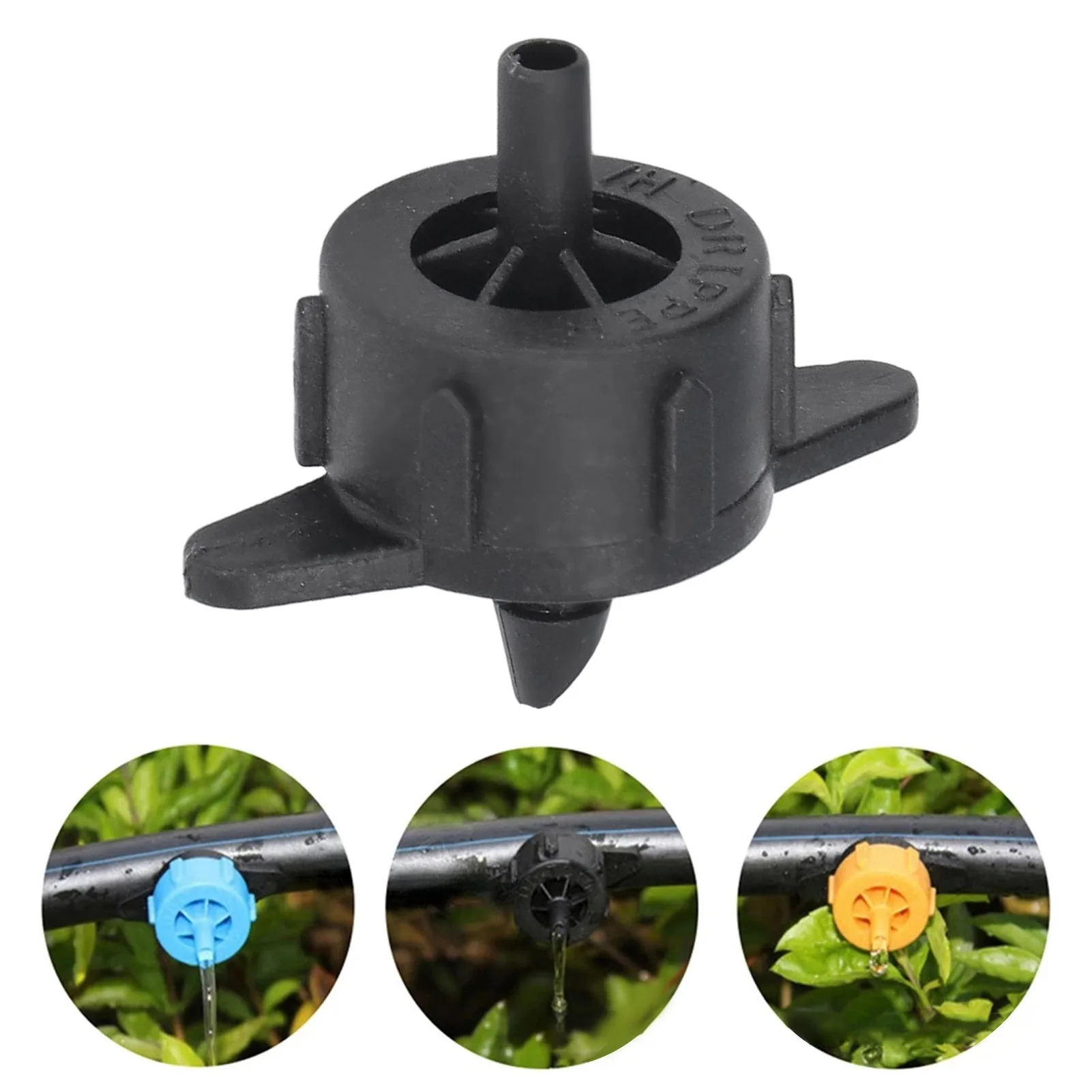 

100pcs Drip Emitter 4mm Pressure Compensation Uniform Flowing PP Irrigation Watering Dripper Emitter For Large Terrain 4L Black