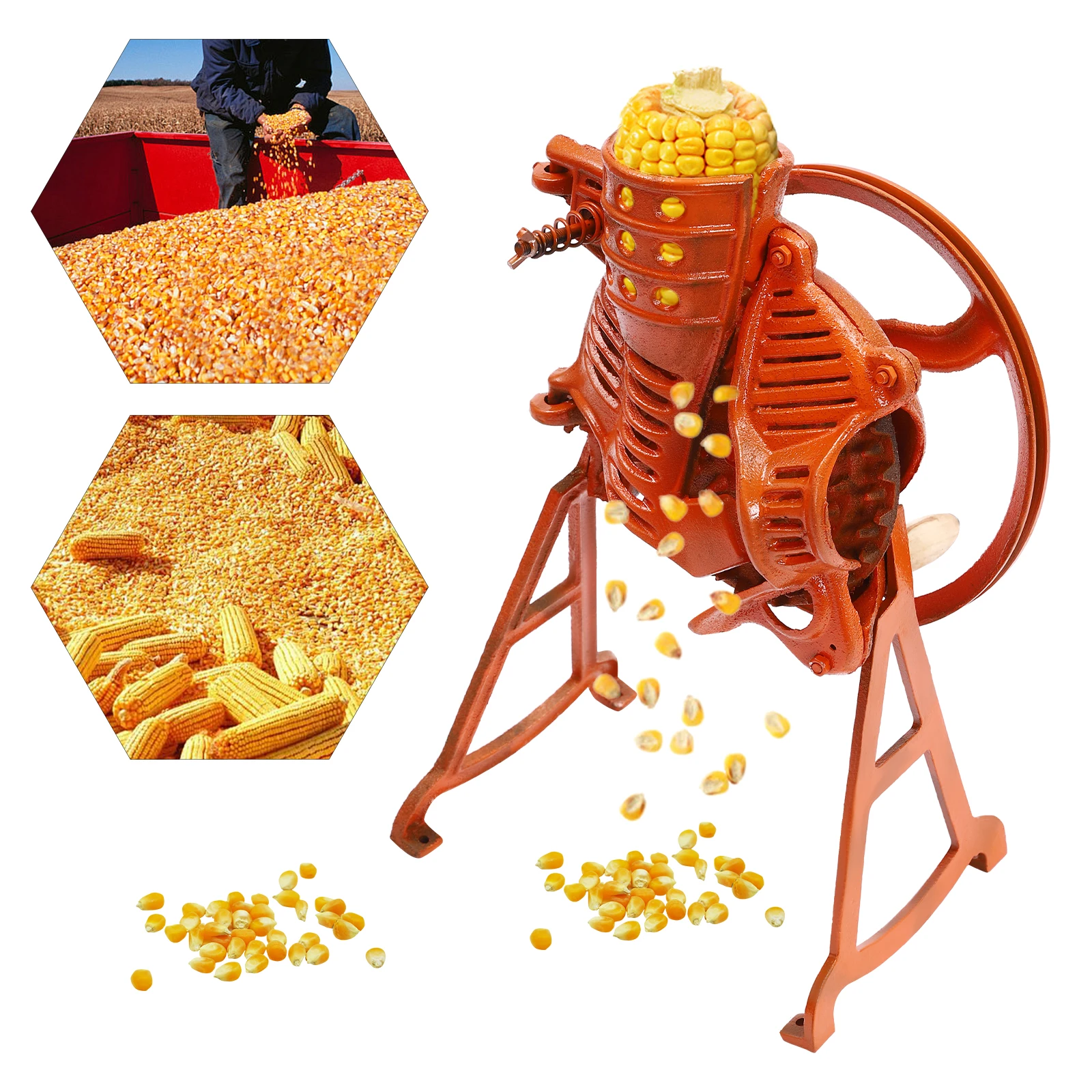 

2-in-1 Thresher Time-saving Corn Thresher Durable Hand Crank Corn Sheller 25cm Thresher for Kernels Removed