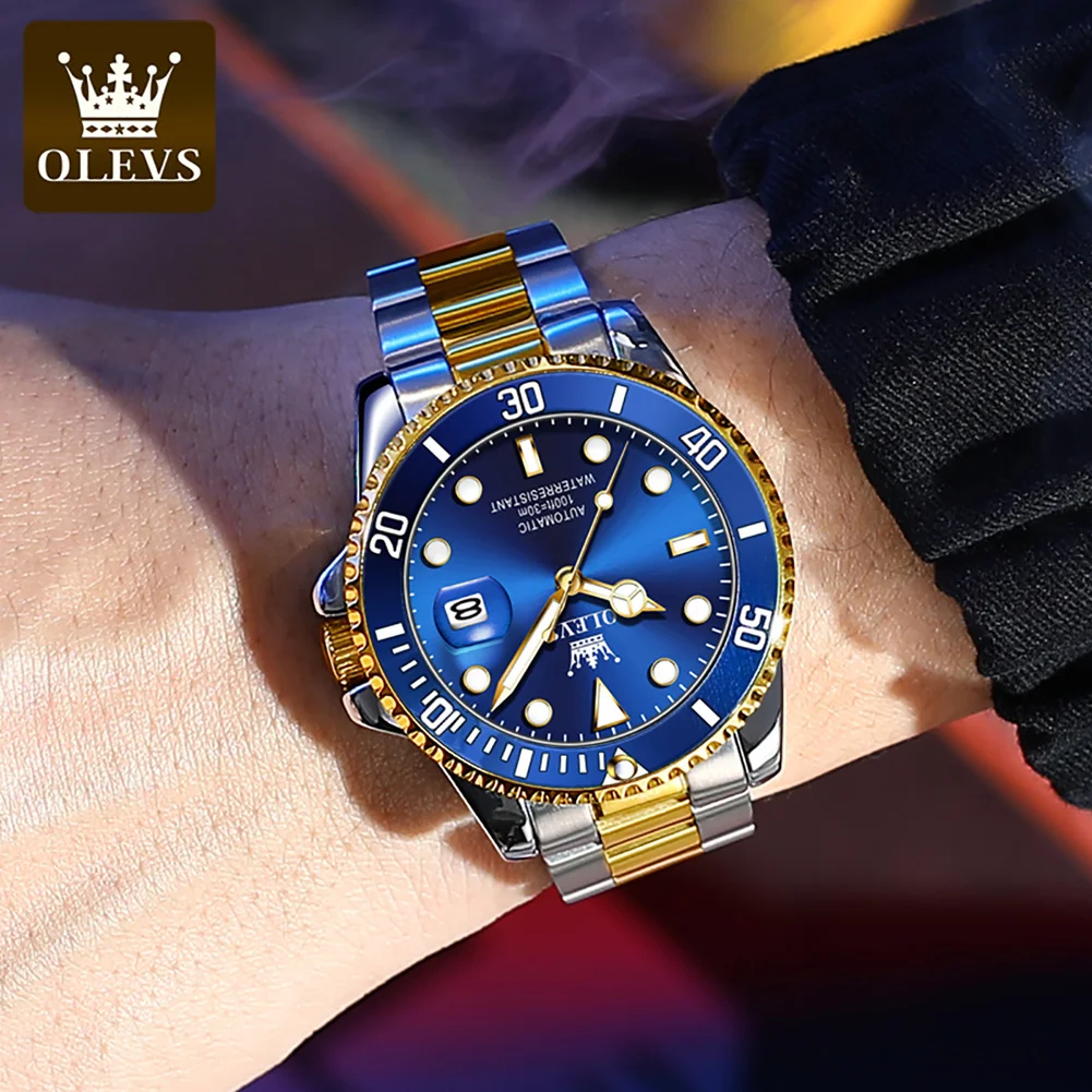 OLEVS 6650 Men Watch Top Luxury Diving Watch Automatic Mechanical Watch Fashion Rotating bezel Brand Men Watch Reloj Hombre