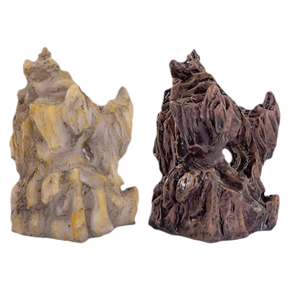 

2pcs Micro Landscape Mountain Aquarium Decorations Rock Cave Miniature Fish Tank Landscaping Resin Fairy Garden Statues Outdoor