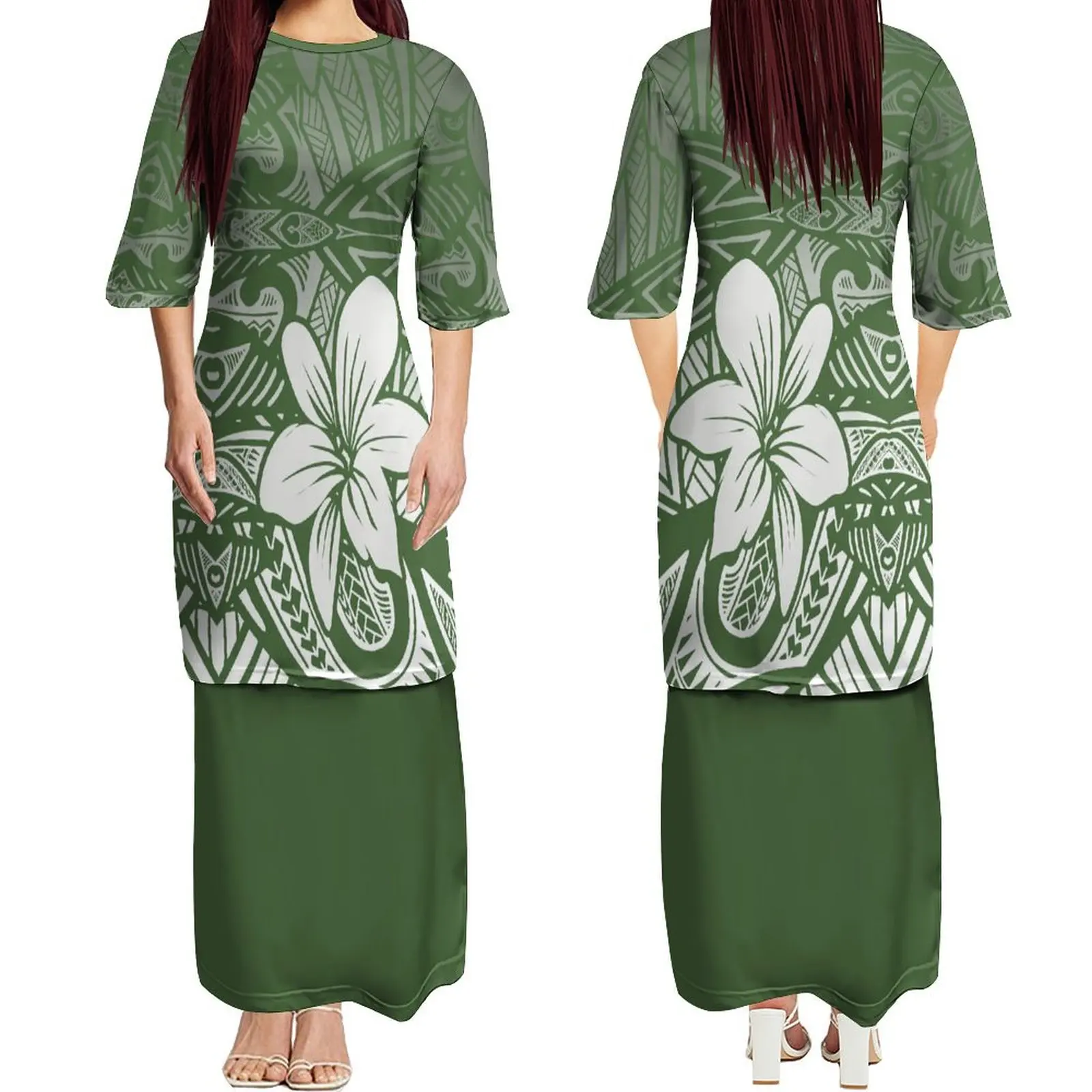 

Custom Polynesian Tribe Samoa Praetasi National Dress Women'S Crew-Neck Long Top And Skirt 2 2-Piece Maxi Skirt