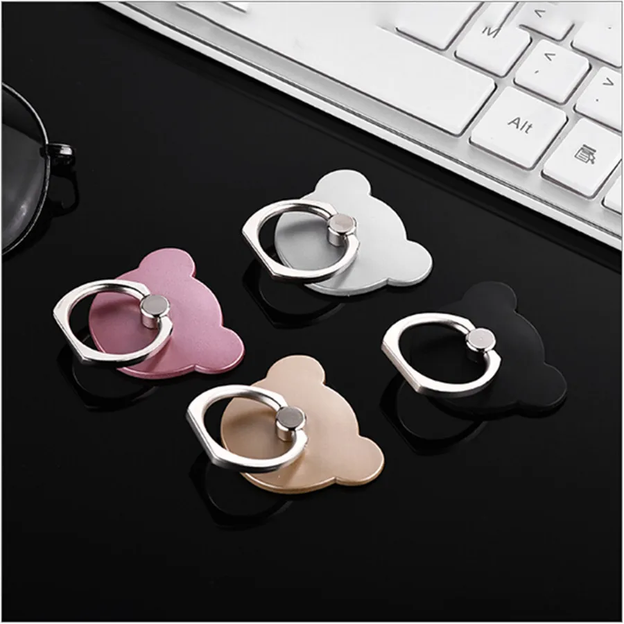 360 Degree Reuse Bear Finger Ring Smartphone Phone Stand Holder Mobile Phone Holder Stand For iPhone Xiaomi All Phone