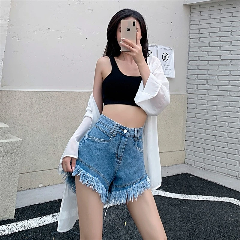 Loose High Waist Denim Shorts plus Size Women's Summer Casual Fashion Guangzhou Thirteenth Factory Premium Quality Jeans