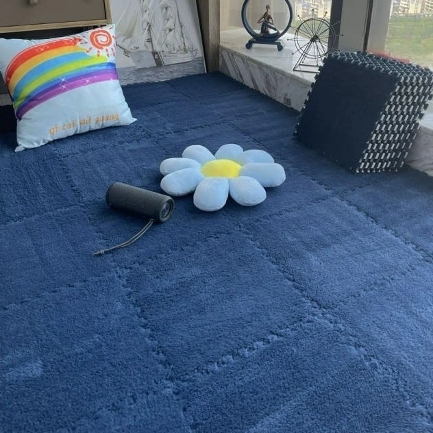 DIY 4Pcs Puzzle Carpet Tiles, Soft Velvet Floor Mat for Bedroom/Living Room, Thick Warm Shaggy Rug