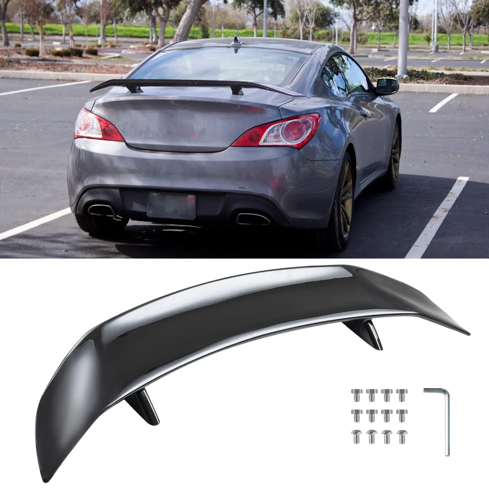 

Для Hyundai Genesis Coupe: 47-дюймовый задний спойлер (антикрыло) Racing GT, глянцевый черный