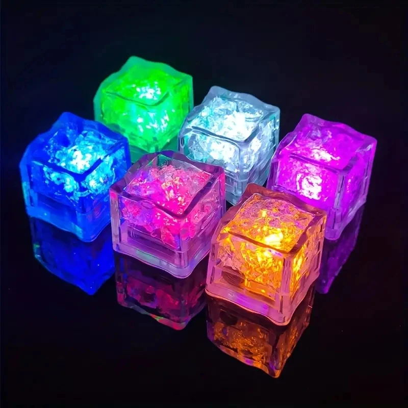 Impermeável LED Light-Up Ice Cube, Glow in the Dark, Cool Stuff, Bar, Clube, Beber, Festa, Vinho, Decoração de Casamento, 12pcs