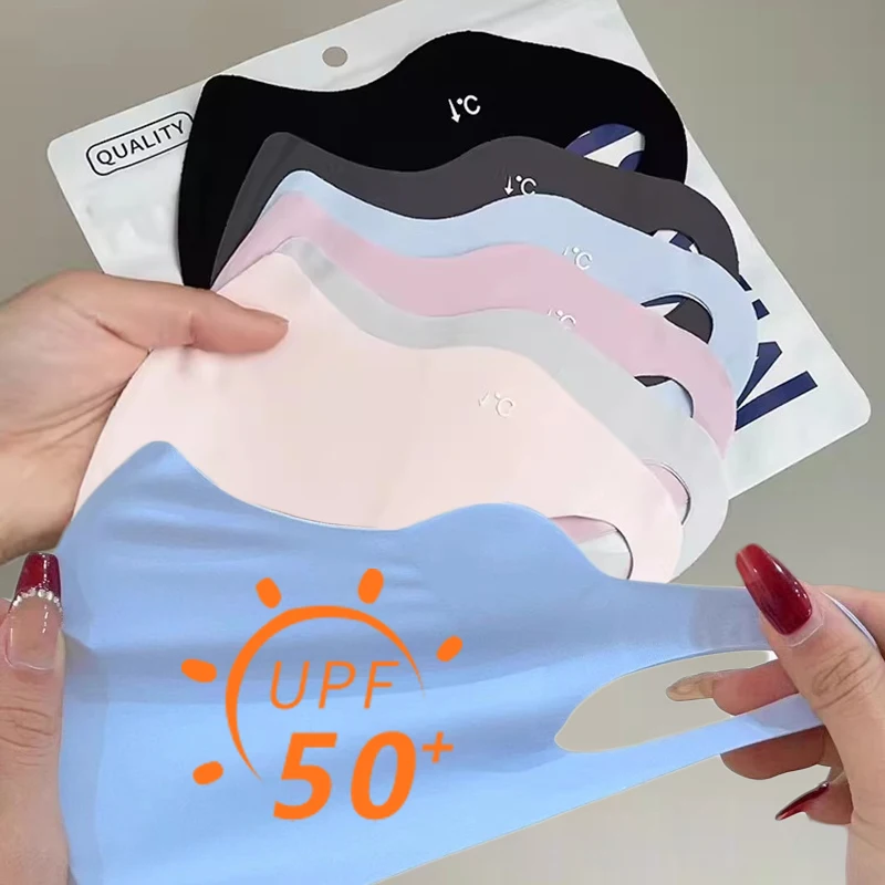 Sunscreen Face Scarf Ice Silk Mask for Women Thin Summer Solid Color Face Cover UV Protection Mask Face Gini Mask Sports