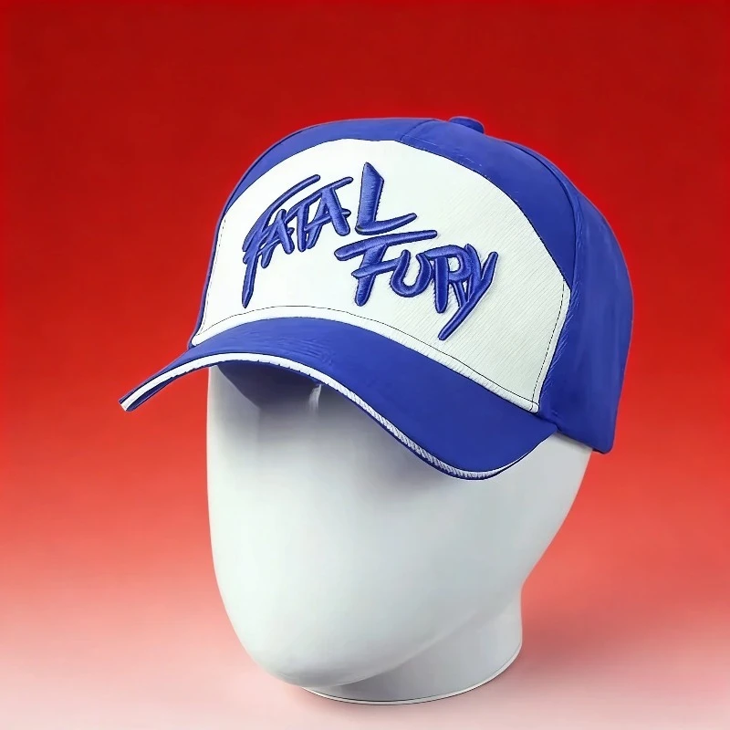 New Terry Bogard Blue Baseball Cap King of Fighters Embroidery Cotton Fatal Fury Hat Cosplay Adjustable Outdoor Sports Sunhat