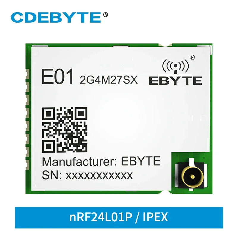 NRF24L01P 2,4 ГГц PA LNA 4 км SMD 27 дБм GFSK SPI Беспроводной модуль CDEBYTE E01-2G4M27SX Малый размер IPX Antanna