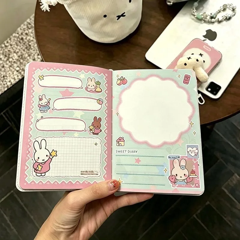 Hot Miffy Leather Ruled Notebook Colored Pages Thick Paper Smooth Writing Pattern Journal Note Book Student Office Writing Cute