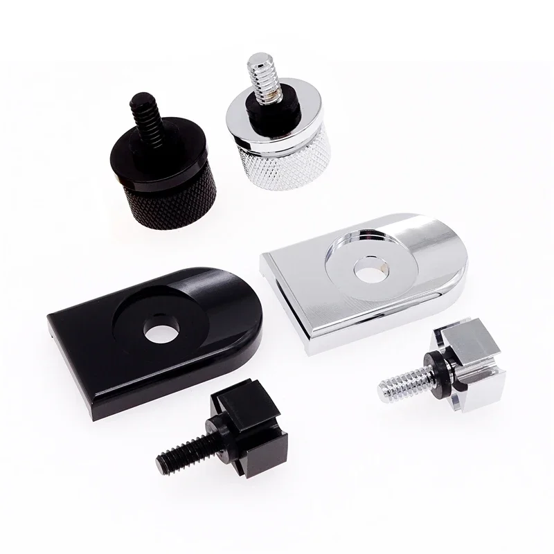 

For Harley Sportster Dyna Fatboy Road King Softail Motorcycle Black/Silver Rear Seat Bolt Tab Screw Mount Knob Cover Aluminum