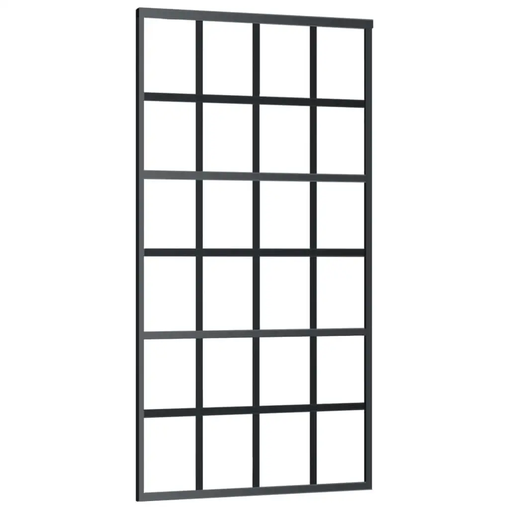 40.2x80.7 Black ESG Glass Sliding Door with Aluminum Frame - Modern Design for Home Upgrade