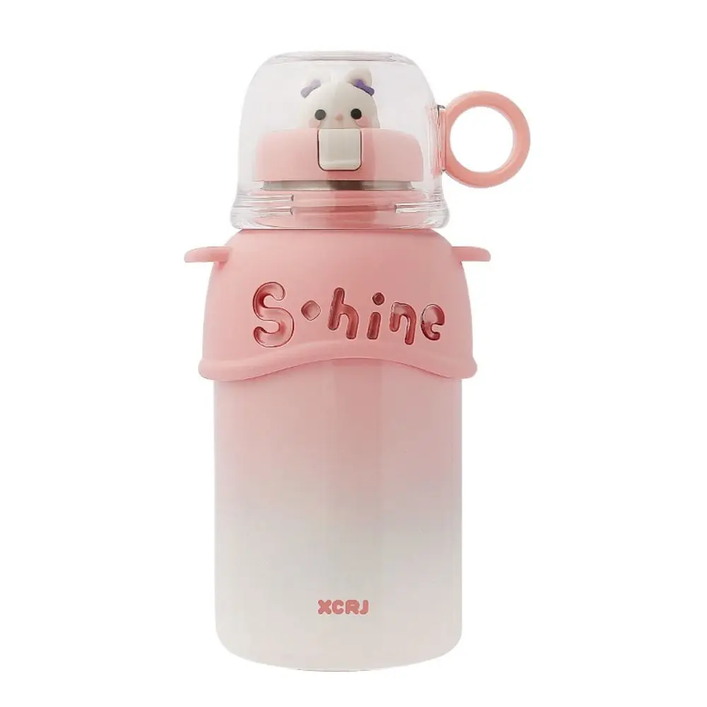 500ML Cartoon Bears Thermos Cup 316 Stainless Steel With Lifting Rope Thermal Water Bottle Gift Three Modes Children Vacuum Cup