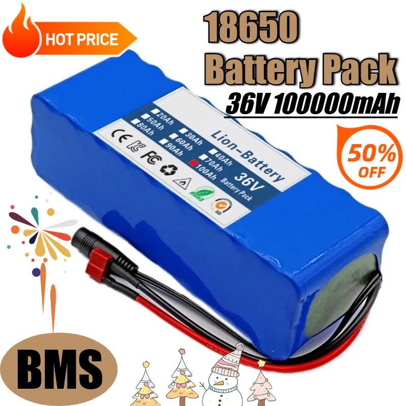 

10S3P 36V 100000mAh 18650 Battery Pack,with Built-in BMS,Including A 42V 2A Charger,for Scooter
