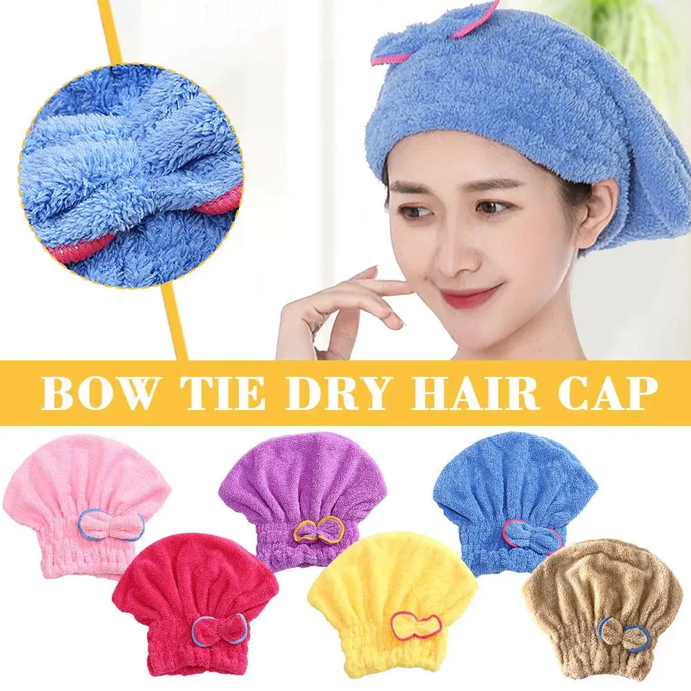 Women Hair Drying Hat Quick-dry Hair Towel Cap Hat Towel Solid Microfiber Dry Hat Hair Super Cap Absorption Turban Bath Cap P6v4