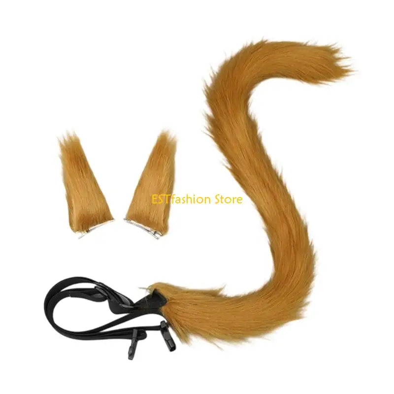

Y5GC Fursuit Costume Cats Tail Ear Hair Clip Set Costume Accessory Party Dressingup