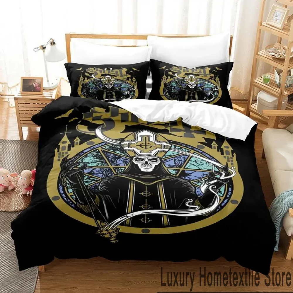 3D Print Ghost Rock Band Swedish Bedding Set Duvet Cover Bed Set Quilt Cover Pillowcase Comforter king Queen Size Boys Adult