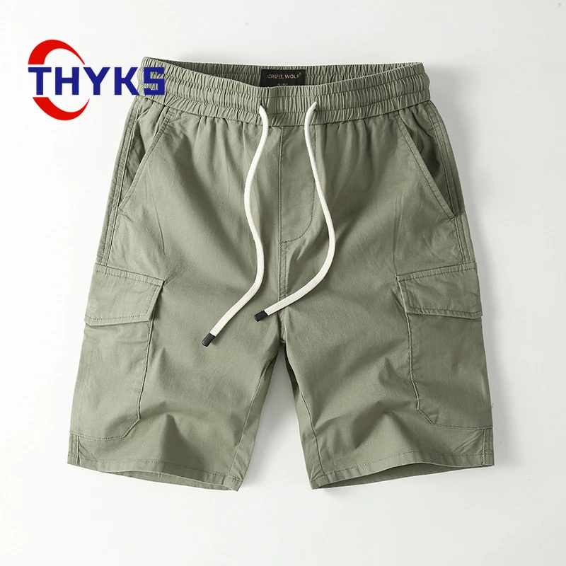 

Men's Shorts Straight Leg Multiple Pockets Drawstring Solid Elastic Waist Retro Casual Breathable Outdoor Sports Short Pants