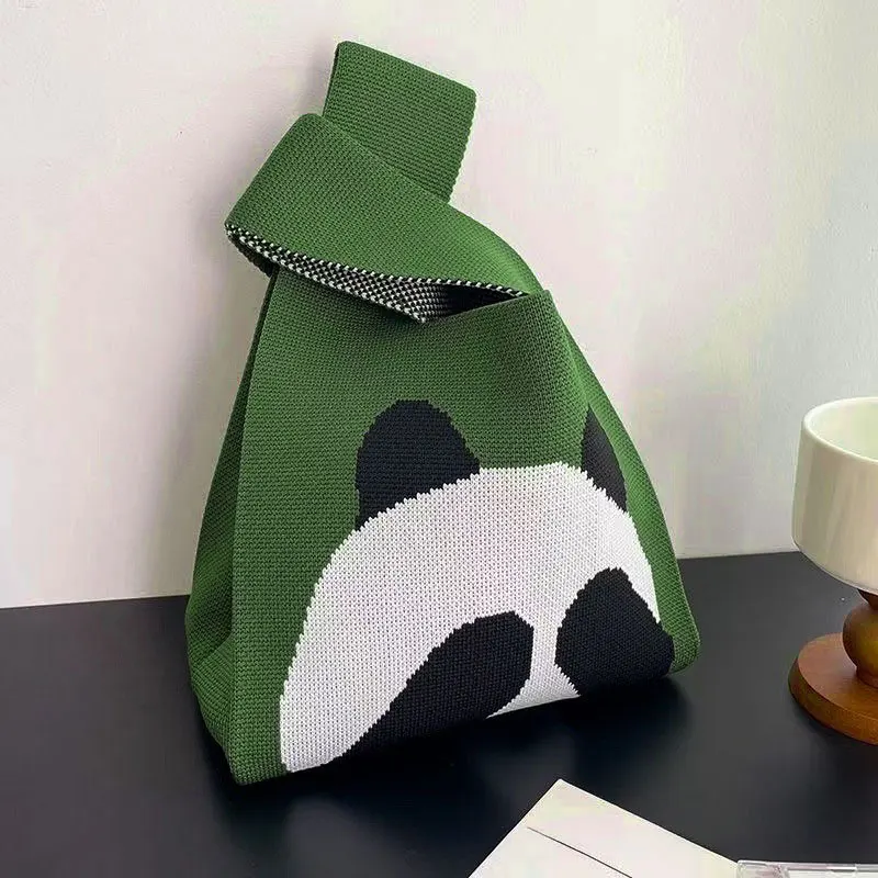 1PC Cute Panda Tote Fashion Trend Bucket Bag Cute Daily Hundred Handle Casual Tote Bag Lunch Bag Cute Fun Printed Hundred Tote B