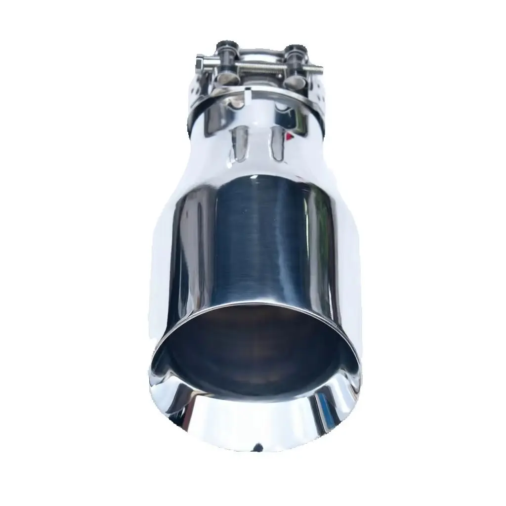 AK 304 Stainless Steel Exhaust Tip 2.5 Inch Inlet 4 Inch Outlet 6.9 Inch Long Slant Mount Tailpipe Nozzle for Vehicle