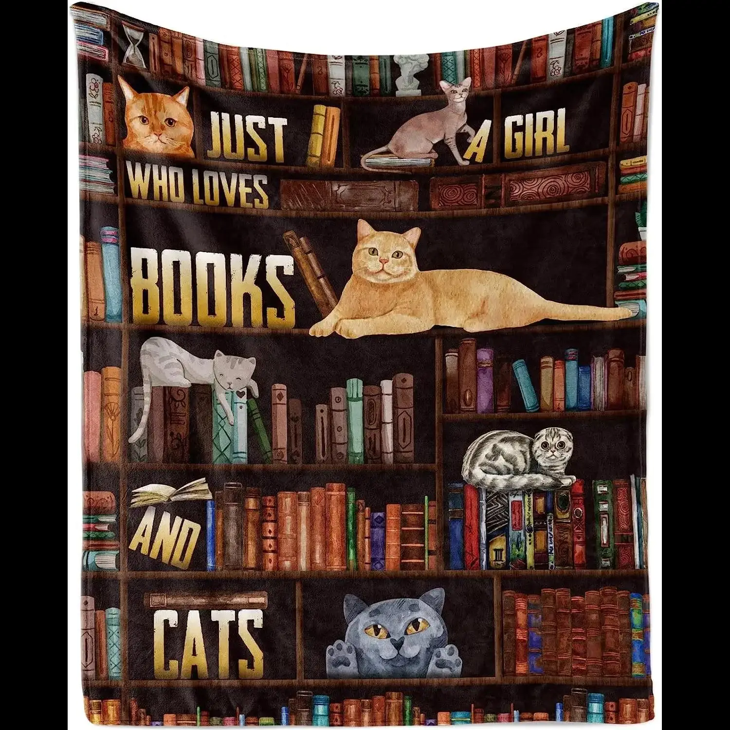 

Плед с милыми котиками для девочек, любящих книги и кошек, подарок библиотекарю, для подростков, мягкий, уютный, плюшевый