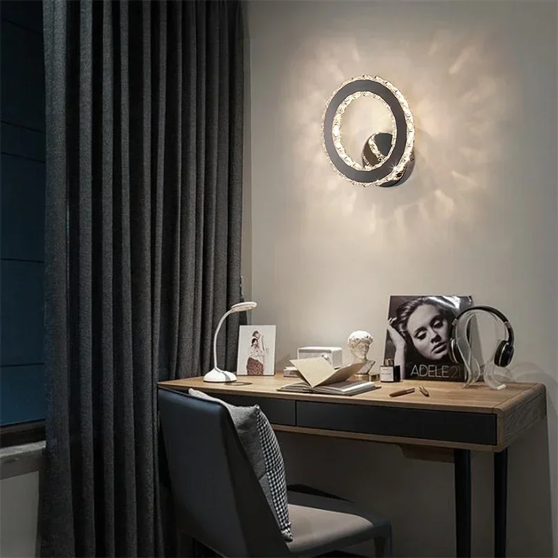 Modern K9 Crystal Led Wall Sconce Bedside Lighting Fixtures Corridor Aisle Decor   for Sleeping Luminaire Indoor