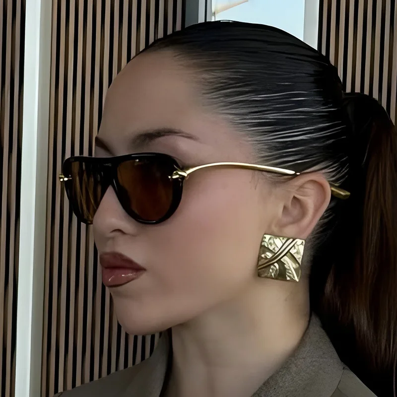 Mode Knoten Doppel Strahl Pilot Sonnenbrille Luxus Marke frauen Personalisierte Sonnenbrille Outdoor Straße Casual Einfache Sonnenbrille – Detail 1