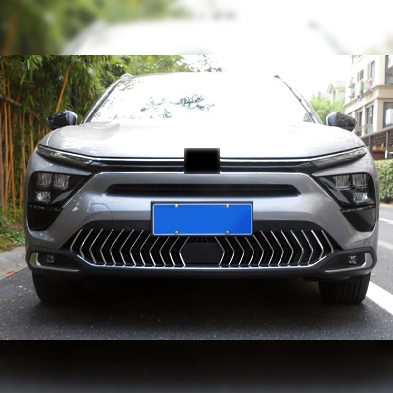 1 Set Car Styling Front Grille Trim Garnish Cover Stickers For Citroen C5X 2021 2022 2023 Stainless Steel Car Accessories