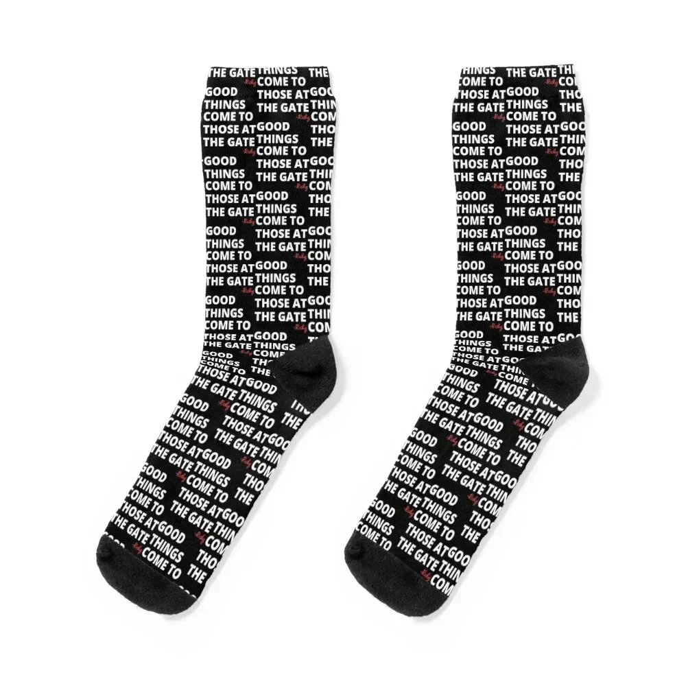 Rickyism - Good Things Come to Those At the Gate Socks Wholesale Christmas men cotton high quality sheer Woman Socks Men's