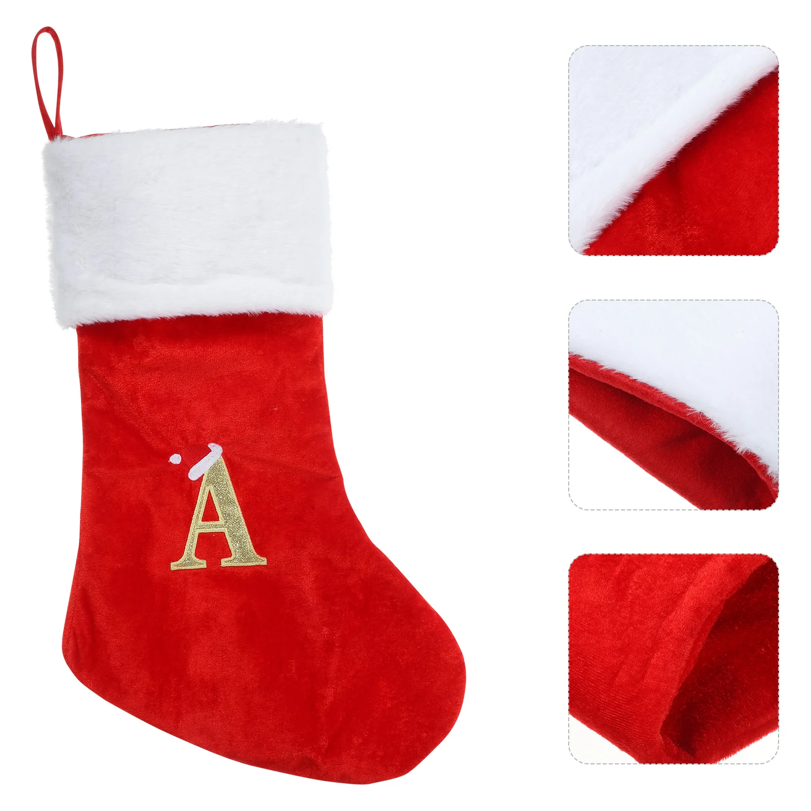 

Christmas Socks Xmas Letter O Stocking Gift Bag Red Large Decorative Hanging Party Cloth Photo Prop Christmas Theme