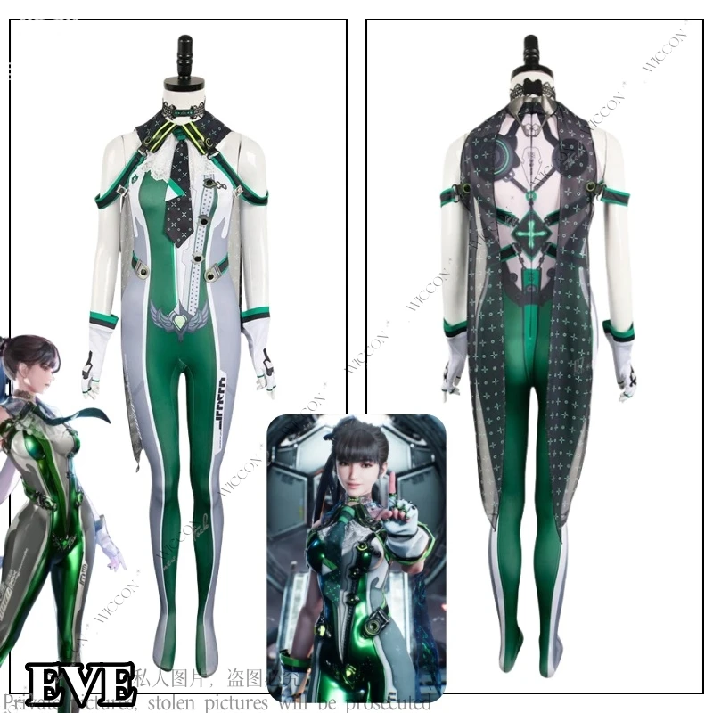 

Eve Blade Cosplay Stellar Costume Jumpsuit Green Suit Role Play Outfit Female Halloween Carnival Sexy Fantasia Disguise Women