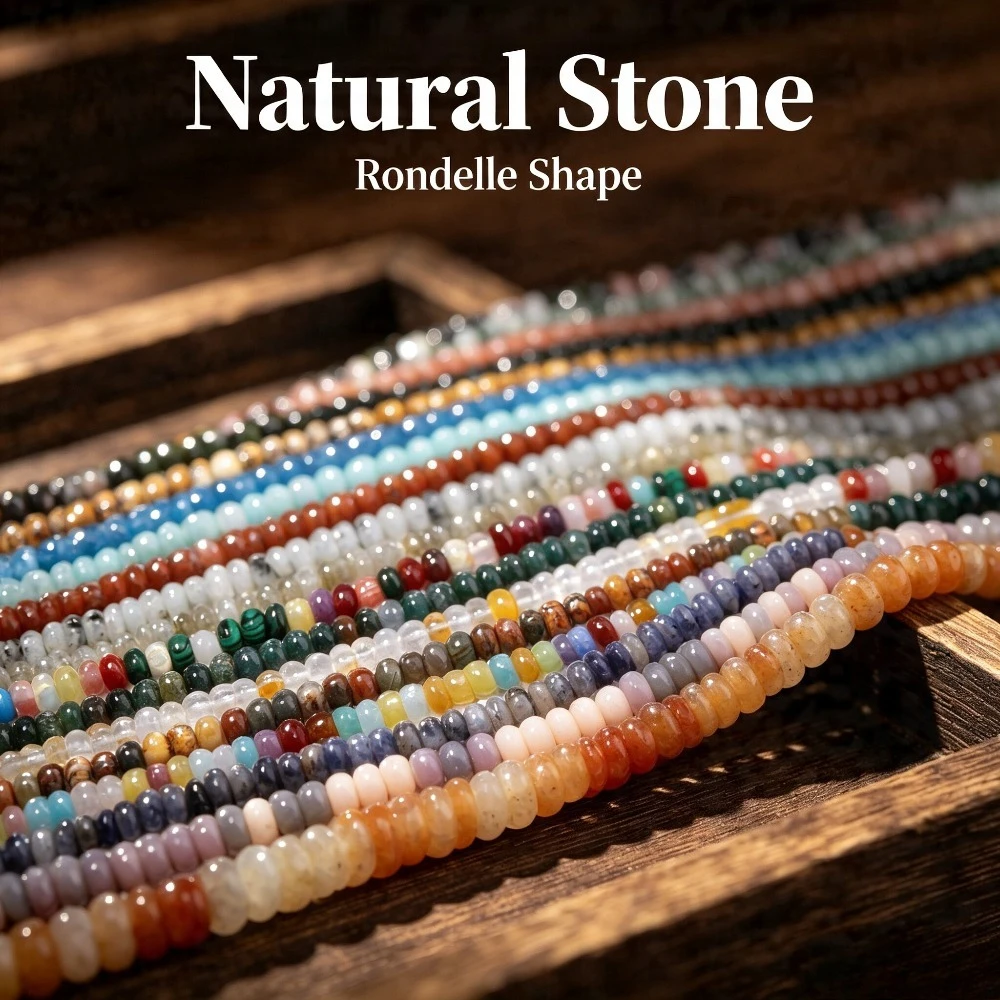 4*2mm Naturstein-Rondellperlen Achat Quarz Jaspis Lose Abakusperlen für Schmuckherstellung DIY Armband Halskette Zubehör 15" – Detail 2