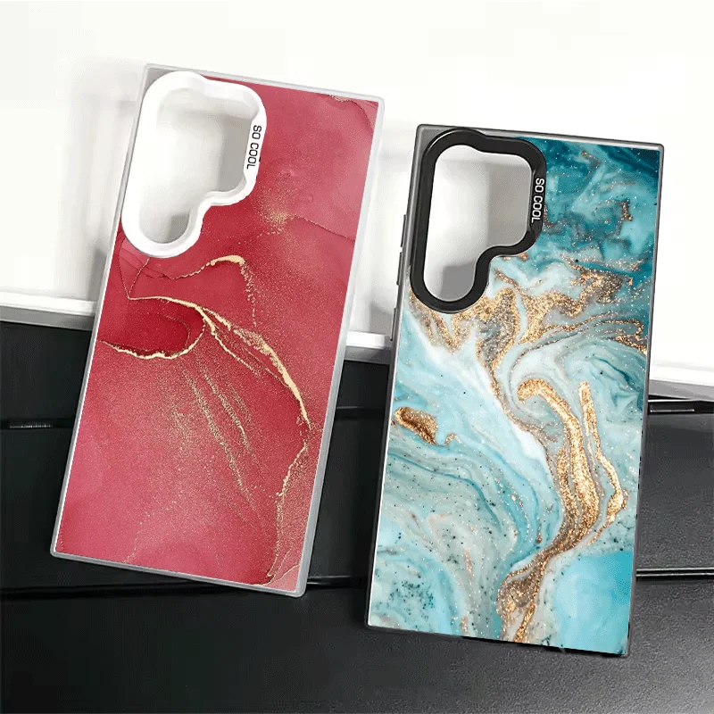 Gold Granite Marble Pattern Soft Phone Case for Samsung Galaxy S24 S25 FE S26 Edge S23 Ultra S22 Plus S21 + Shockproof Cover Bac