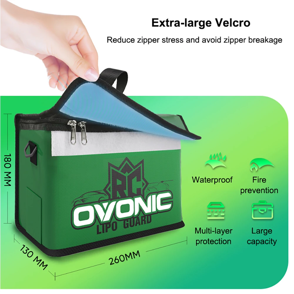 Ovonic LiPo Battery Safe Bag Portable Handheld Flame Retardant Waterproof Storage for Safe Charging Large Capacity view 3